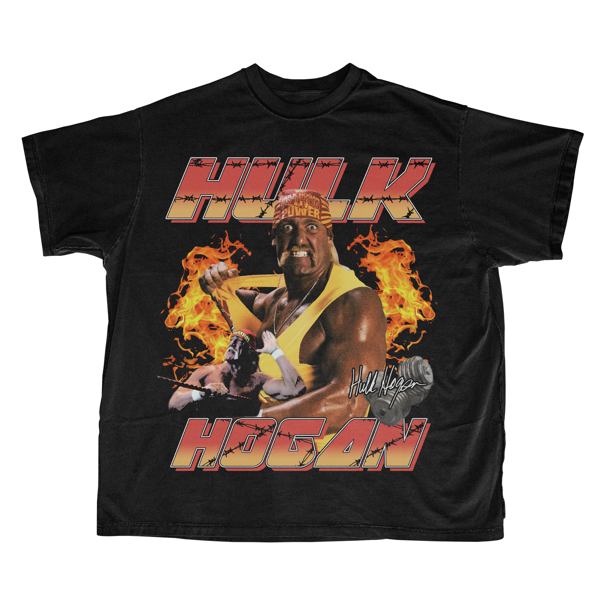 Vintage Hulk Hogan 90s Wrestling Tee featuring a bold retro design. Perfect for WWE fans and collectors, this bootleg-style tee celebrates Hulkamania with a nostalgic and classic wrestling look.